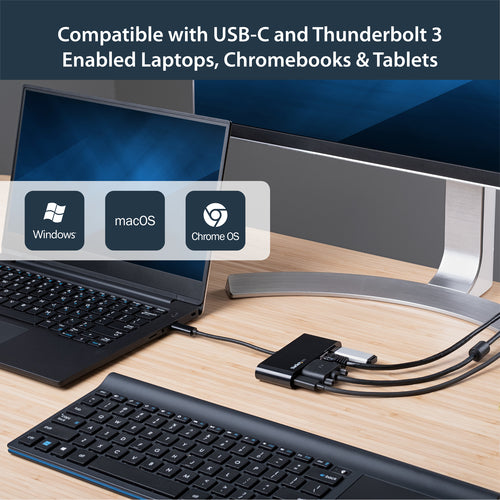 StarTech.com USB C Multiport Adapter - Mini USB-C Dock w/ Single Monitor VGA 1080p Video - 60W Power Delivery Passthrough - USB 3.1 Gen 1 Type-A 5Gbps, Gigabit Ethernet - Docking Station