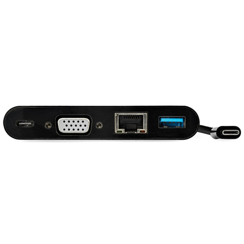 StarTech.com USB C Multiport Adapter - Mini USB-C Dock w/ Single Monitor VGA 1080p Video - 60W Power Delivery Passthrough - USB 3.1 Gen 1 Type-A 5Gbps, Gigabit Ethernet - Docking Station