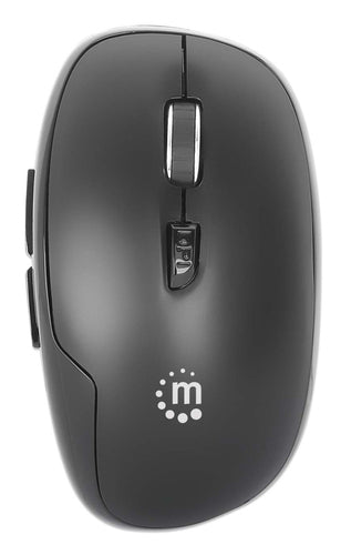 Manhattan USB-A Nano Receiver, Six Buttons with Scroll Wheel, 800/1200/1600 dpi, Wrist-Friendly Contour, Black