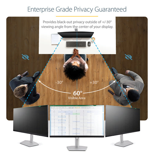 StarTech.com Monitor Privacy Screen for 21.5 inch PC Display - Computer Screen Security Filter - Blue Light Reducing Screen Protector Film - 16:9 Widescreen - Matte/Glossy - +/-30 Degree