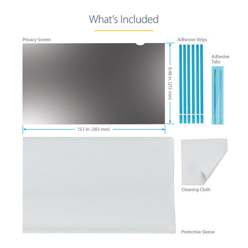 StarTech.com 17.3-inch 16:9 Laptop Privacy Filter, Anti-Glare Privacy Screen w/51% Blue Light Reduction, Notebook Screen Protector w/ +/- 30 Degrees Viewing Angle, Matte/Glossy