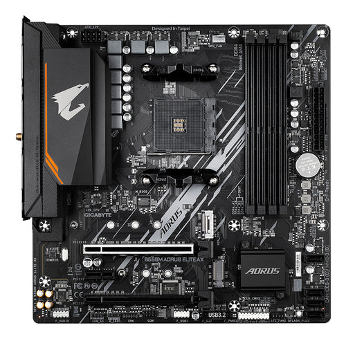 GIGABYTE B550M AORUS ELITE AX Motherboard - AMD Ryzen 5000 CPUs, 5+3 Phases VRM, up to 4733MHz DDR4, 1xPCIe 4.0 + 1xPCIe 3.0 M.2, Wi-Fi 6E, 1GbE LAN, USB 3.2 Gen 1