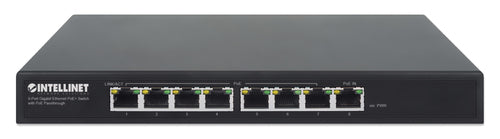Intellinet 8-Port Gigabit Ethernet PoE+ Switch with PoE Passthrough, 1x Ultra PoE++ IEEE 802.3bt (4PPoE) PD PoE Port with 90 W Power Input, 7x PSE PoE Ports, PoE Power Budget up to 85W, IEEE 802.3at/af Compliant, Rackmount