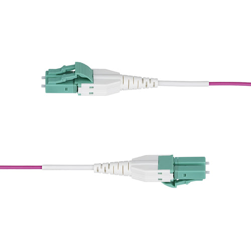 StarTech.com 5m (16ft) LC to LC (UPC) OM4 Multimode Fiber Optic Cable, Erika Violet, 50/125µm, 40G/100G, LOMMF/VCSEL, Uniboot Fiber Jumper Cord, OFNR Riser Rated
