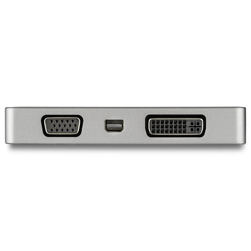 StarTech.com USB C Multiport Video Adapter w/ HDMI, VGA, Mini DisplayPort or DVI - USB Type C Monitor Adapter to HDMI 2.0 or mDP 1.2 (4K 60Hz) - VGA or DVI (1080p) - Space Gray Aluminum