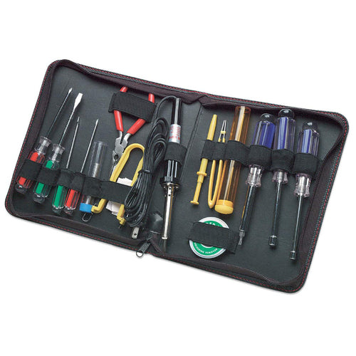 Manhattan Technician Tool Kit (17 items), Consists of: Soldering Iron (Euro 2-pin plug), Solder and Wick, 4x Chip Tools (Anti Static), Pliers, 2x Nut-Drivers, 2x Torque Screwdrivers, 4x Screwdrivers (Phillips & Flat Head), Tube for spares, Case, Lifetime