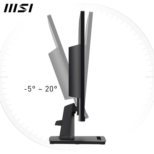 MSI Pro MP245G 24 Inch Monitor, FHD (1920 x 1080), 100Hz, IPS, 1ms, 1x HDMI 1.4b, 1x DP 1.2a output, 1x D-Sub(VGA), Built-in Speakers, Anti-Glare, Anti-Flicker, Less Blue light, TÜV Certified, VESA, Kensington, Black
