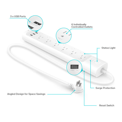TP-Link HS300 power extension 6 AC outlet(s) Indoor White