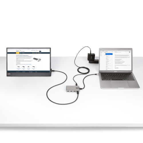StarTech.com 4-Port USB-C Hub with USB-C DP Alt Mode Video Output 4K 60Hz - 3x USB-A, 1x USB Type-C, 100W Power Delivery Pass-Through, USB 3.2 10Gbps, 1ft/30cm Cable, Portable USB Hub