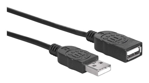 Manhattan USB-A to USB-A Extension Cable, 1.8m, Male to Female, 480 Mbps (USB 2.0), Hi-Speed USB, Black, Lifetime Warranty, Equivalent to USBEXTAA6BK