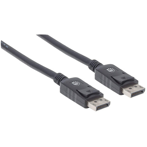 Manhattan DisplayPort 1.2 Cable, 4K@60hz, 3m, Male to Male, With Latches, Fully Shielded, Black, Lifetime Warranty, Equivalent to DISPL3M