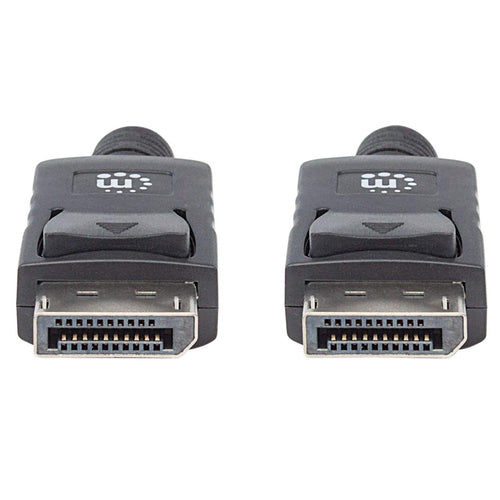 Manhattan DisplayPort 1.1 Cable, 1080p@60Hz, 2m, Male to Male, With Latches, Fully Shielded, Black, Lifetime Warranty