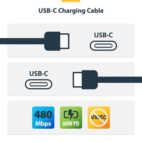 StarTech.com 10ft (3m) USB-C Charging Cable, 60W (3A) PD, Dual-Layer Braided Nylon/TPE Jacket, Rugged USB C Charging Cord, USB 2.0 Laptop Charger Cable