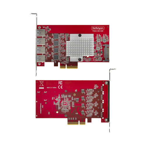 StarTech.com 4-Port USB-A PCIe Card, USB 3.2 10Gbps, PCI Express 3.0 Expansion Card, 4x Independent USB Controllers, Windows/Linux/macOS, TAA-Compliant