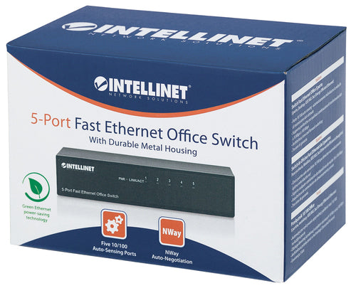 Intellinet 5-Port Fast Ethernet Office Switch, Desktop Size, Metal, IEEE 802.3az (Energy Efficient Ethernet)