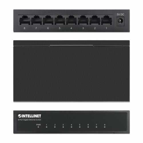 Intellinet 8-Port Gigabit Ethernet Switch, Desktop size, Metal Housing, IEEE 802.3az (Energy Efficient Ethernet)