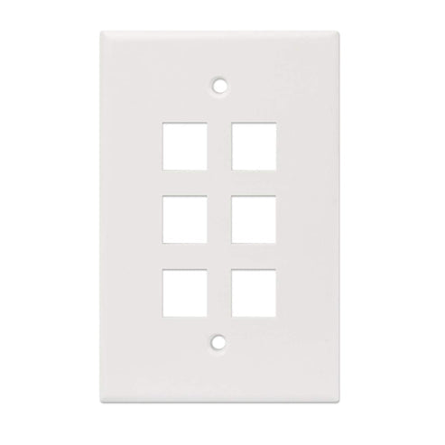Intellinet 6-Outlet Oversized Keystone Wall Plate, Ivory