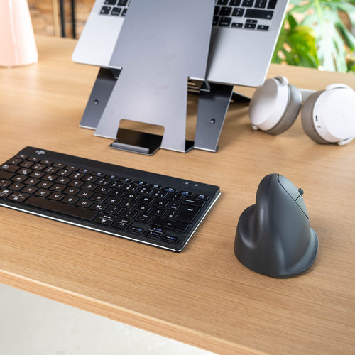 R-Go Tools Vertical mouse R-Go HE Basic, ergonomic mouse, medium (hand size ≥ 185 mm), right-handed, Bluetooth, grey