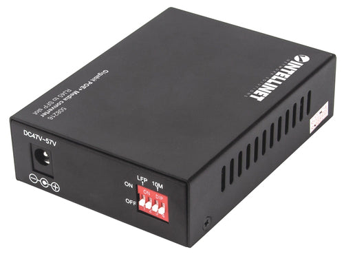 Intellinet Gigabit PoE+ Media Converter, 1 x 1000Base-T RJ45 Port to 1 x SFP Port, PoE+ Injector