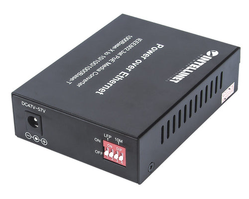 Intellinet Gigabit PoE+ Media Converter, 1000Base-T RJ45 Port to 1000Base-LX (SC) Single-Mode, 20 km (12.4 mi.), PoE+ Injector