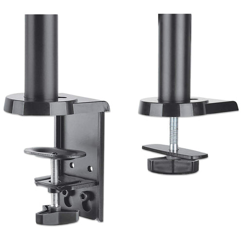Manhattan Dual Desk Mount for TV & Monitors (Full Motion Gas Spring), For screens 10" to 27", Clamp or Grommet Assembly, VESA compatibility: 75x75 and 100x100mm - check the dimensions of the four mounting holes on back of screen to ensure it fits, Max