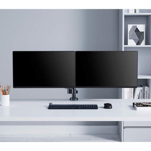 Manhattan Dual Desk Mount for TV & Monitors (Full Motion Gas Spring), For screens 10" to 27", Clamp or Grommet Assembly, VESA compatibility: 75x75 and 100x100mm - check the dimensions of the four mounting holes on back of screen to ensure it fits, Max