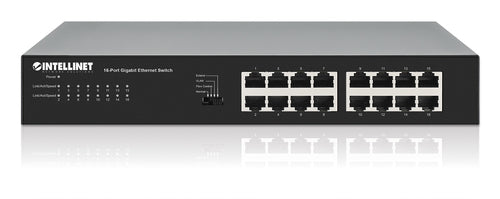 Intellinet 16-Port Gigabit Ethernet Switch 16 x 10/100/1000 Mbps RJ45 Ports, Green Ethernet / IEEE 802.3az Energy Efficient Ethernet, Desktop Format, Includes Optional 19" Rackmount Brackets