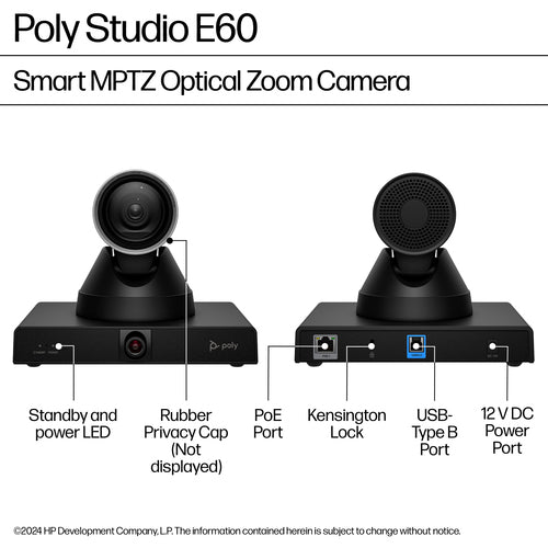 HP Poly Studio E60 Smart Camera 4K MPTZ with 12x Optical Zoom TAA