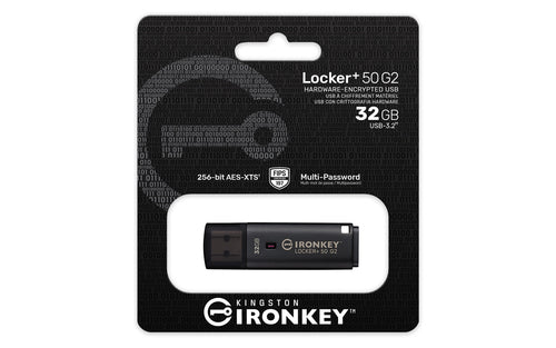 Kingston Technology IronKey 32GB Locker Plus 50 G2, FIPS 197, AES-256