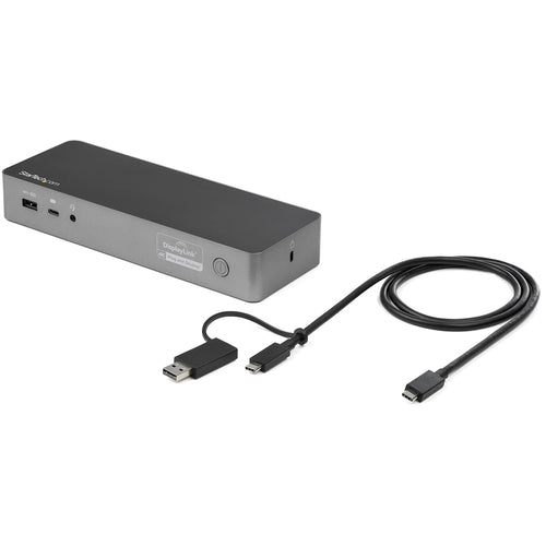 StarTech.com Universal Laptop Docking Station, Hybrid USB-C & USB-A Dock, Dual 4K DP & HDMI, 60W PD, Mac / Windows / Chrome OS, 4x USB 5Gbps Hub, GbE