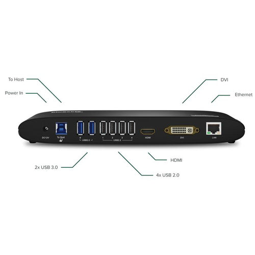 Plugable Technologies UD-3900H laptop dock/port replicator Docking USB 3.2 Gen 1 (3.1 Gen 1) Type-A Black