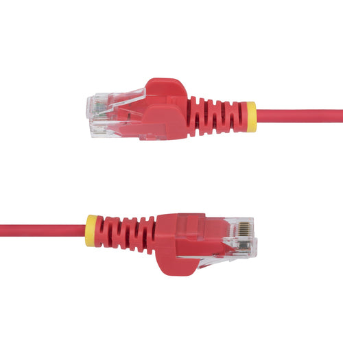 StarTech.com 9in Red Slim CAT6 Ethernet Cable, Snagless, 100W PoE, UTP, LSZH, 28AWG Pure Bare Copper Wire, Slim RJ45 Network Patch Cord w/Strain Reliefs, Individually Tested