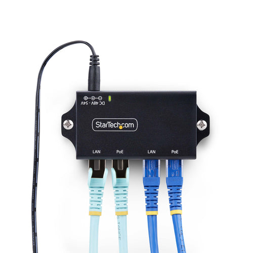 StarTech.com 2-Port Gigabit Midspan PoE+ Injector, 10/100/1000Mbps, PoE+ (802.3af/at), 30W, 1Gbps Ethernet, Wall Mountable, Unmanaged Inline Power Over Ethernet