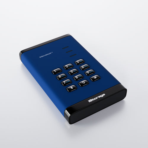 iStorage diskAshur³ 2TB Blue | Secure Portable Hard Drive | FIPS 140-3 Level 3 Complaint |Common Criteria EAL 5+ | PIN protected | AES-XTS 256-bit hardware encryption | GDPR, TAA Compliant | Dust/Water Resistant |