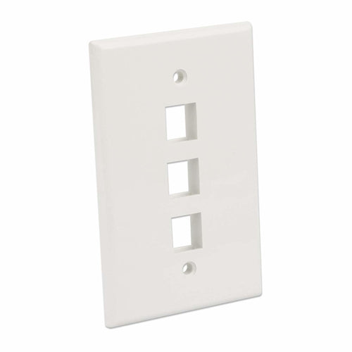 Intellinet 3-Outlet Oversized Keystone Wall Plate, Ivory