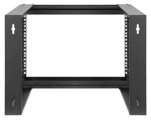 Intellinet 19" Wall Mount Open Frame Network Rack, 6U, Front-hinged Swing Frame Flat Pack, 2-Post, 17.7 in. Depth, Black RAL 9004