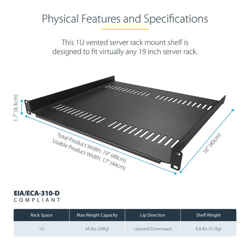 StarTech.com CABSHELF116V2PK rack accessory Rack shelf