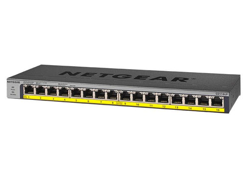 NETGEAR GS116LP Unmanaged Gigabit Ethernet (10/100/1000) Power over Ethernet (PoE) Black