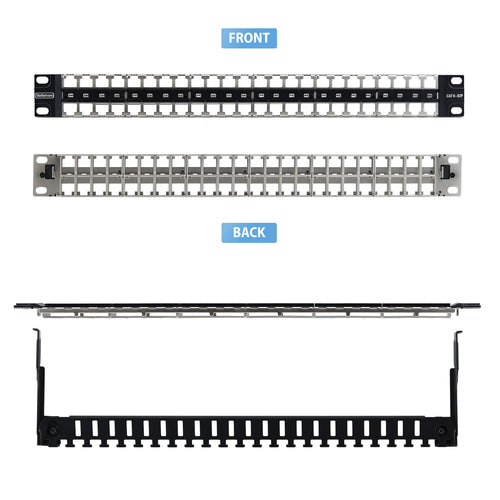 StarTech.com 48 Port 1U Blank Keystone Patch Panel with Cable Management Bar, Rackmount Cat6 Patch Panel for RJ45 STP Ethernet Network Jacks