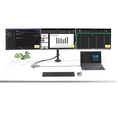 StarTech.com USB-C Triple Monitor Multiport Adapter, Dual 4K 60Hz + 4K 30Hz HDMI & DisplayPort, 3-Port USB 10Gbps Hub, 100W PD Pass-Through, GbE, Travel Dock, Windows & ChromeOS