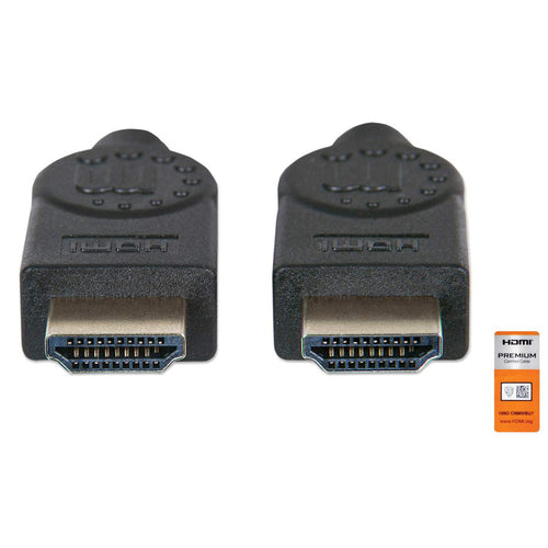 Manhattan HDMI Cable with Ethernet, 4K@60Hz (Premium High Speed), 9m, Male to Male, Black, Ultra HD 4k x 2k, Fully Shielded, Gold Plated Contacts, Lifetime Warranty, Polybag