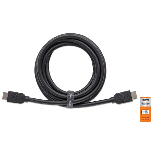 Manhattan HDMI Cable with Ethernet, 4K@60Hz (Premium High Speed), 9m, Male to Male, Black, Ultra HD 4k x 2k, Fully Shielded, Gold Plated Contacts, Lifetime Warranty, Polybag