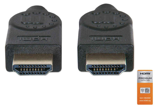 Manhattan HDMI 4K@60Hz Cable with Ethernet, 1.8m, Certified, Suitable for ALL 4K & 1080p/HD uses - when upgrading now or have it ready for when you need it, Male to Male, Black, Ultra HD 4k x 2k, Lifetime Warranty, Premium High Speed, Similar to HDMM2MP