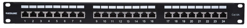 Intellinet Patch Panel, Cat6a, FTP, 24-Port, 1U, Shielded, 90° Top-Entry Punch Down Blocks, Black