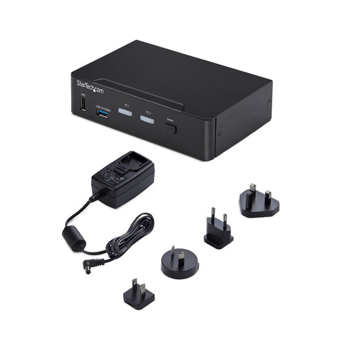 StarTech.com 2-Port DisplayPort KVM Switch, 4K 60Hz, DP 1.2, EDID Management, 2-Port USB 3.0 Hub, 4x USB HID Ports, TAA Compliant