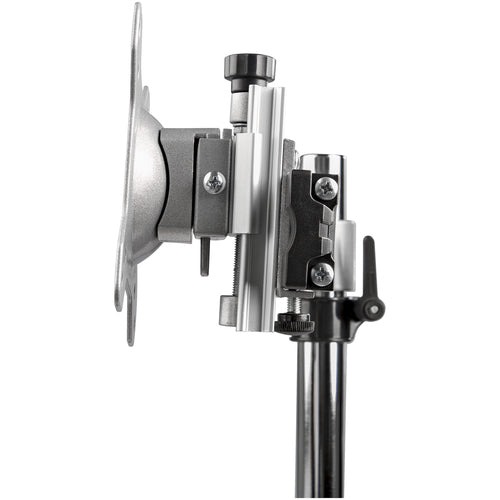 StarTech.com Dual Monitor Stand - Ergonomic Free Standing Dual Monitor Desktop Stand for two 24" VESA Mount Displays - Synchronized Height Adjustable - Double Monitor Pole Mount - Silver