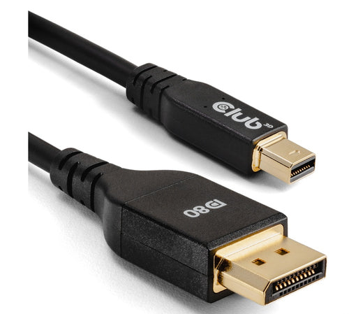 CLUB3D Mini DisplayPort™ to DisplayPort™ Bi-Directional VESA DP80 Certified Cable M/M 1m/3.28ft