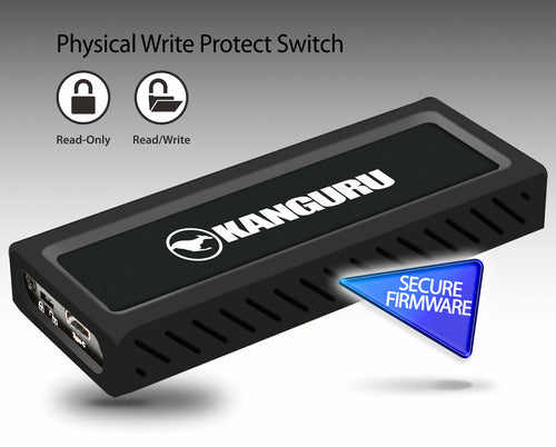 iStorage Kanguru UltraLock Superspeed+ USB-C M.2 NVMe External SSD 4 TB| Secure Portable Solid State Drive |Physical Write Protect Switch| Secure Firmware| TAA Compliant |