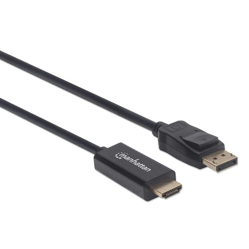 Manhattan DisplayPort 1.1 to HDMI Cable, 1080p@60Hz, 1m, Male to Male, DP With Latch, Black, Not Bi-Directional, Three Year Warranty