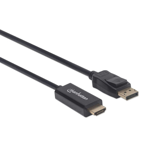 Manhattan DisplayPort 1.1 to HDMI Cable, 1080p@60Hz, 3m, Male to Male, DP With Latch, Black, Not Bi-Directional, Three Year Warranty